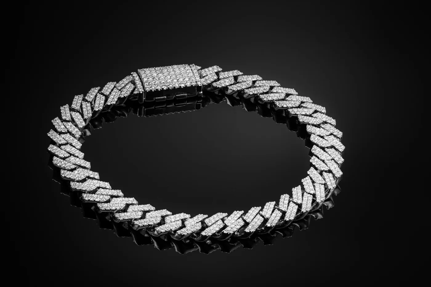 Cuban Bracelet 4.50ct Large – White gold 18k