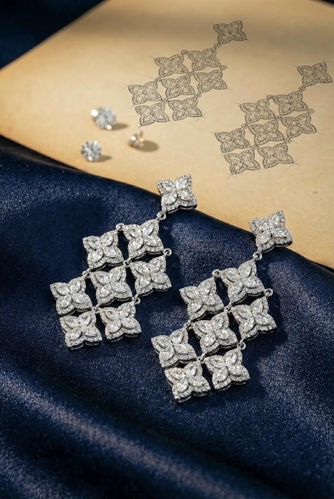 "Belissima™" Large Earrings in white gold, photo 4