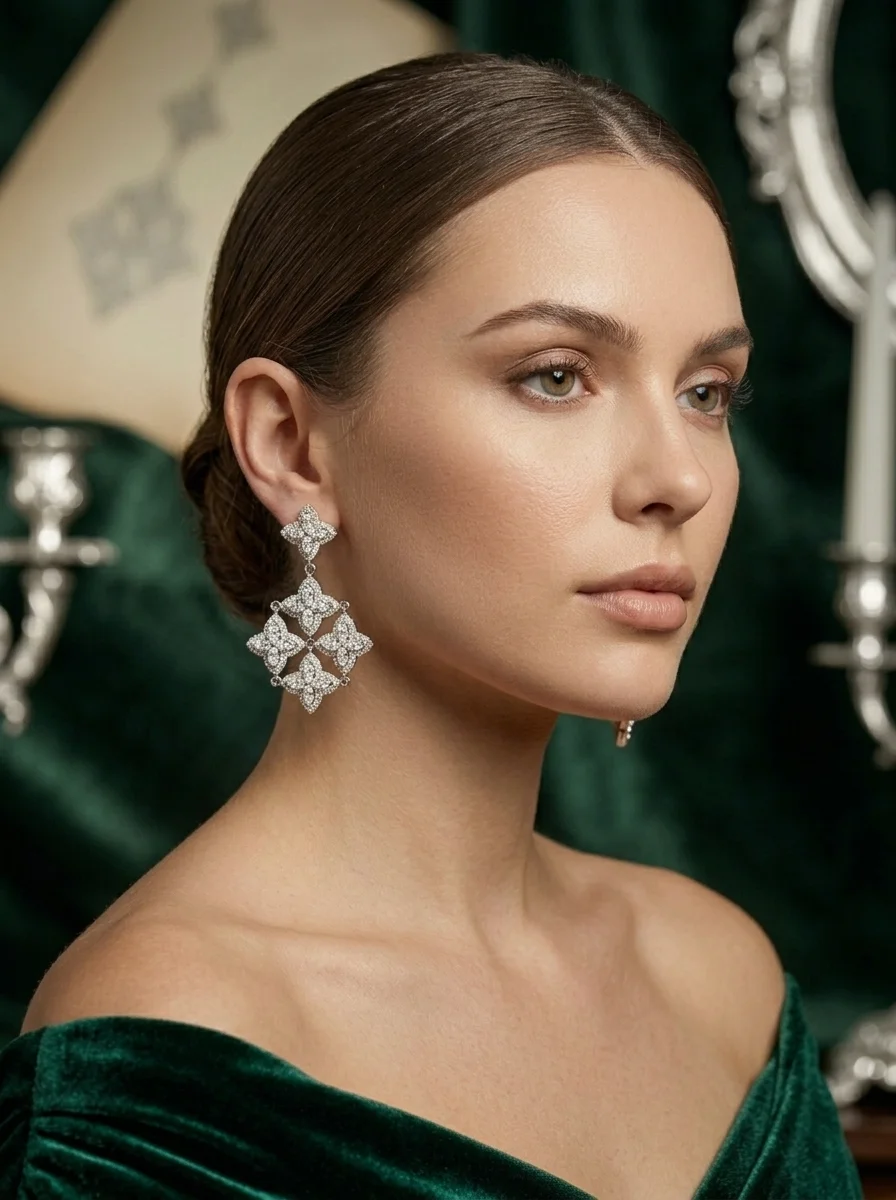 "Belissima™" Small Earrings in 18k white gold, photo 2