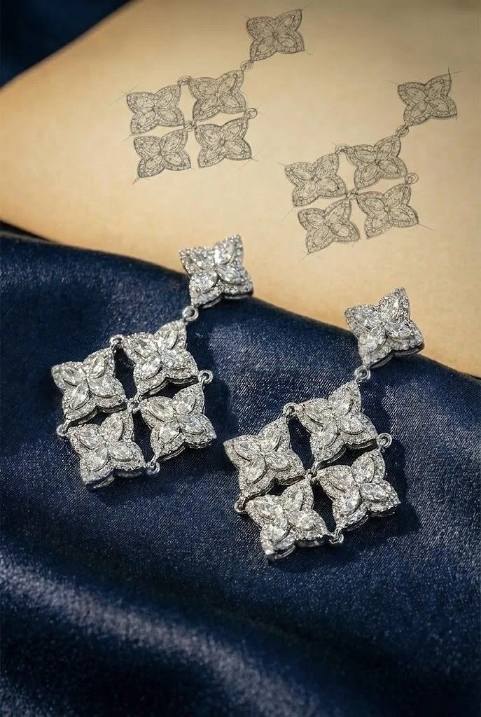 "Belissima™" Small Earrings in 18k white gold, photo 4