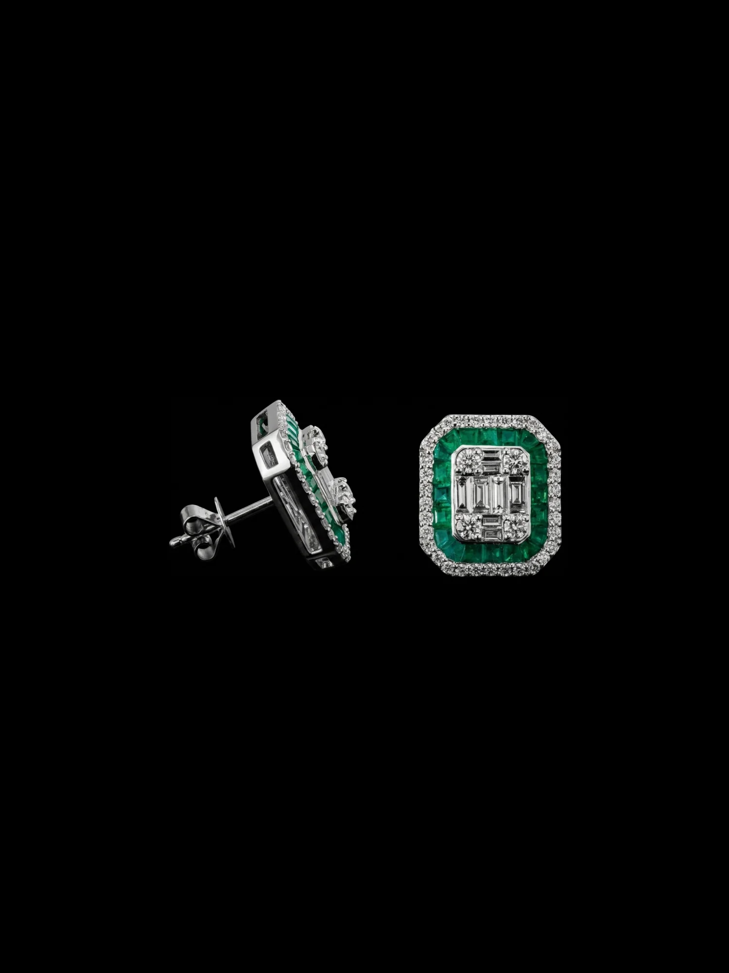 "EmeraldCrest™" Earrings in 18k white gold, photo 2