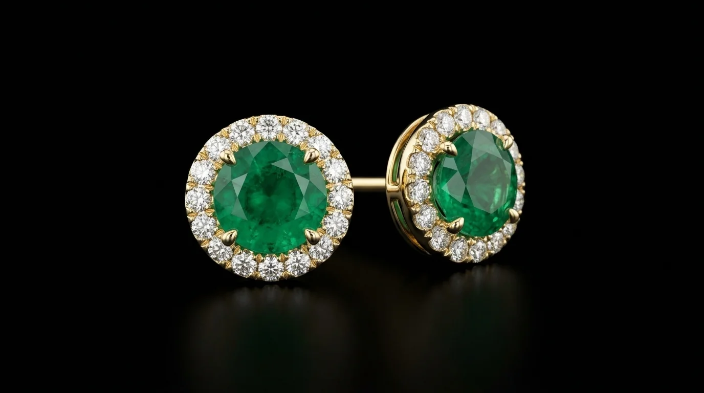 "EmeraldEssence™" Earrings in 18k yellow gold, photo 2