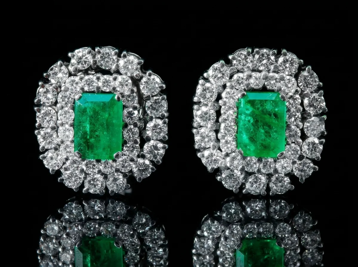 "VerdeOrigins™" Earrings in 18k white gold, photo 5