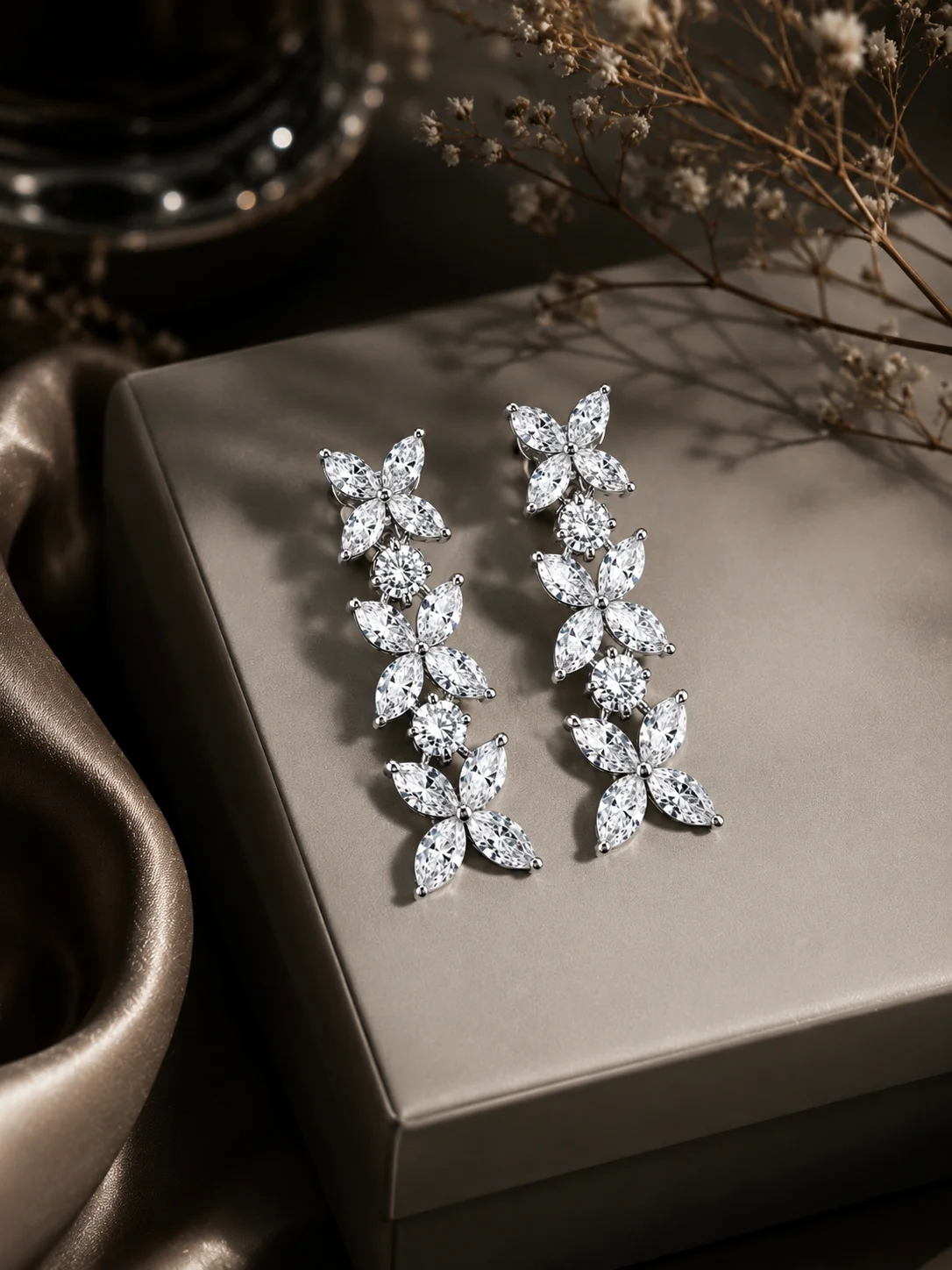 Długie diamentowe kolczyki wiszące "LuxuryAvenue™"