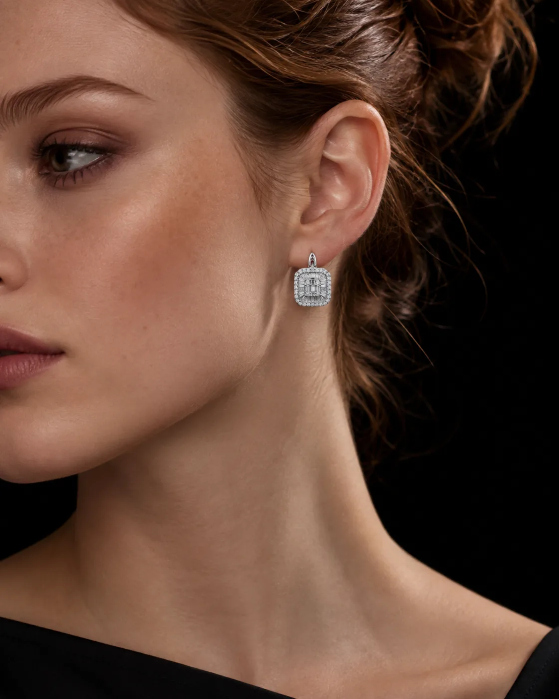 Earrings "RadiantCluster™" in white gold, photo 2