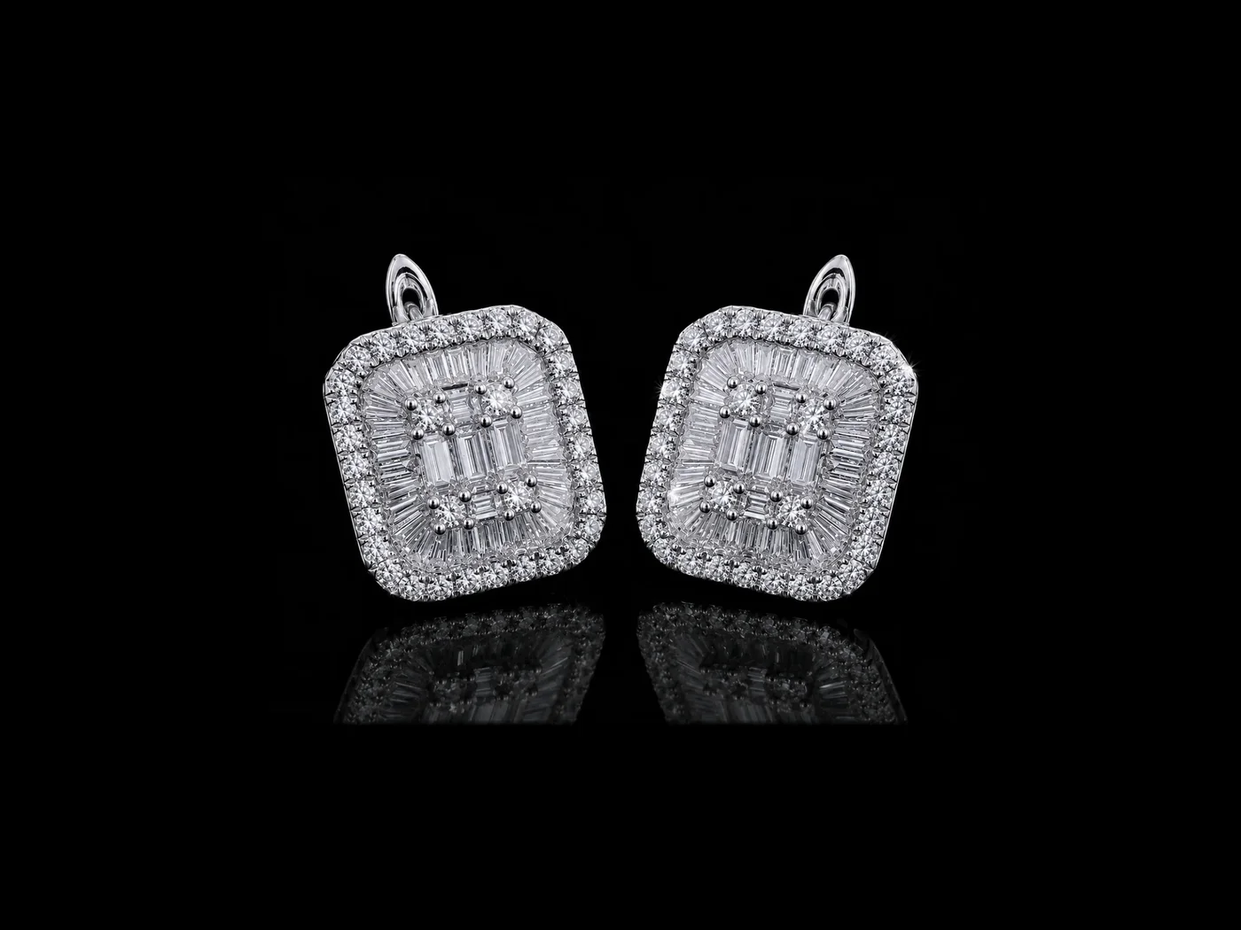 Earrings "RadiantCluster™" in white gold, photo 3
