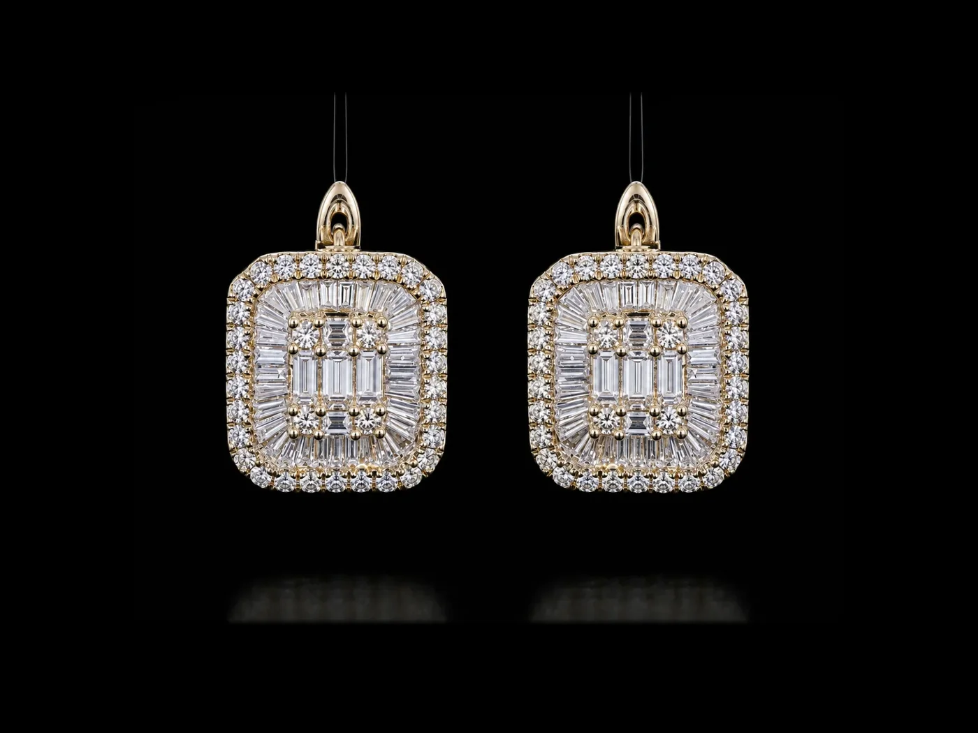 Earrings "RadiantCluster™" – Yellow gold