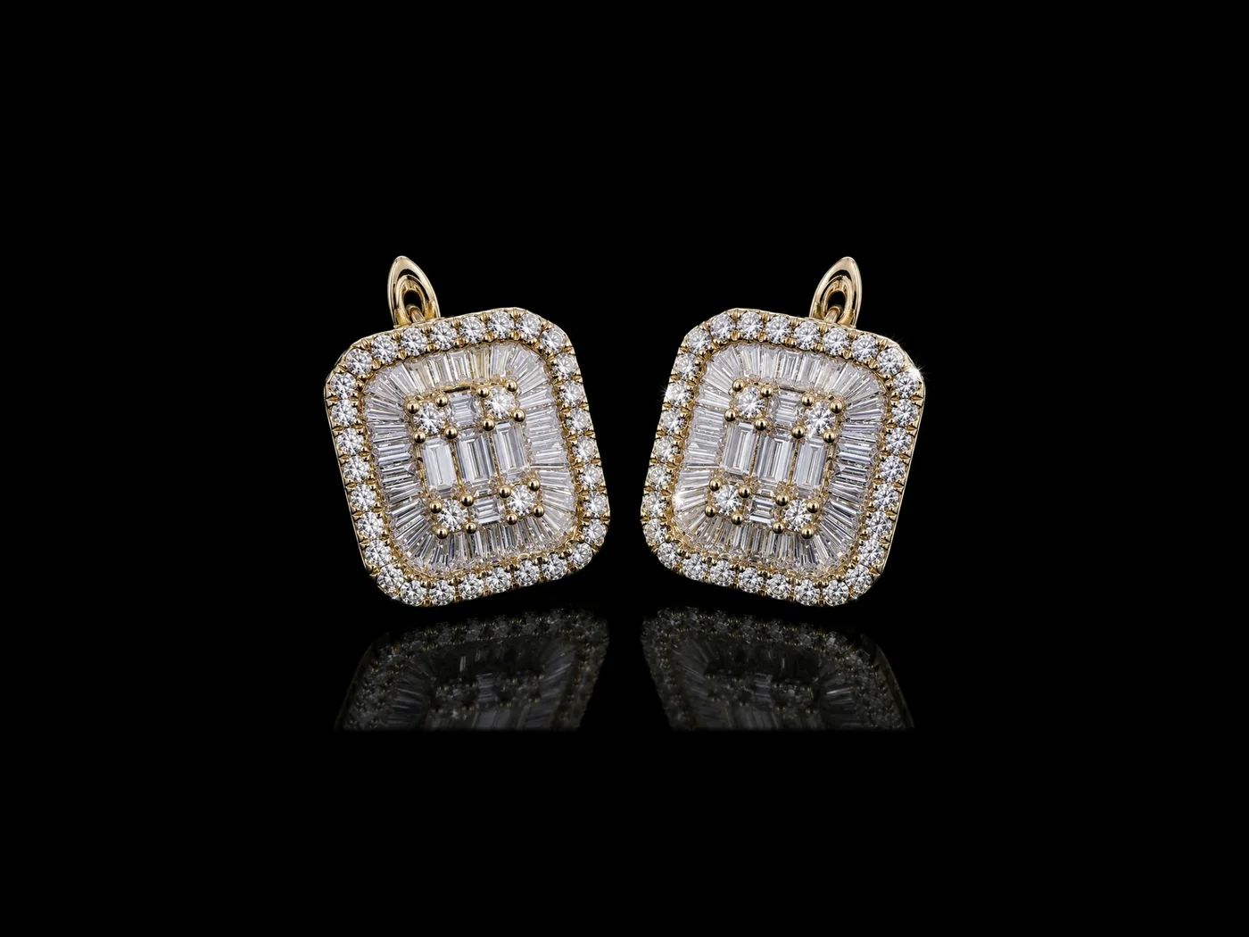 Earrings "RadiantCluster™" in yellow gold, photo 3