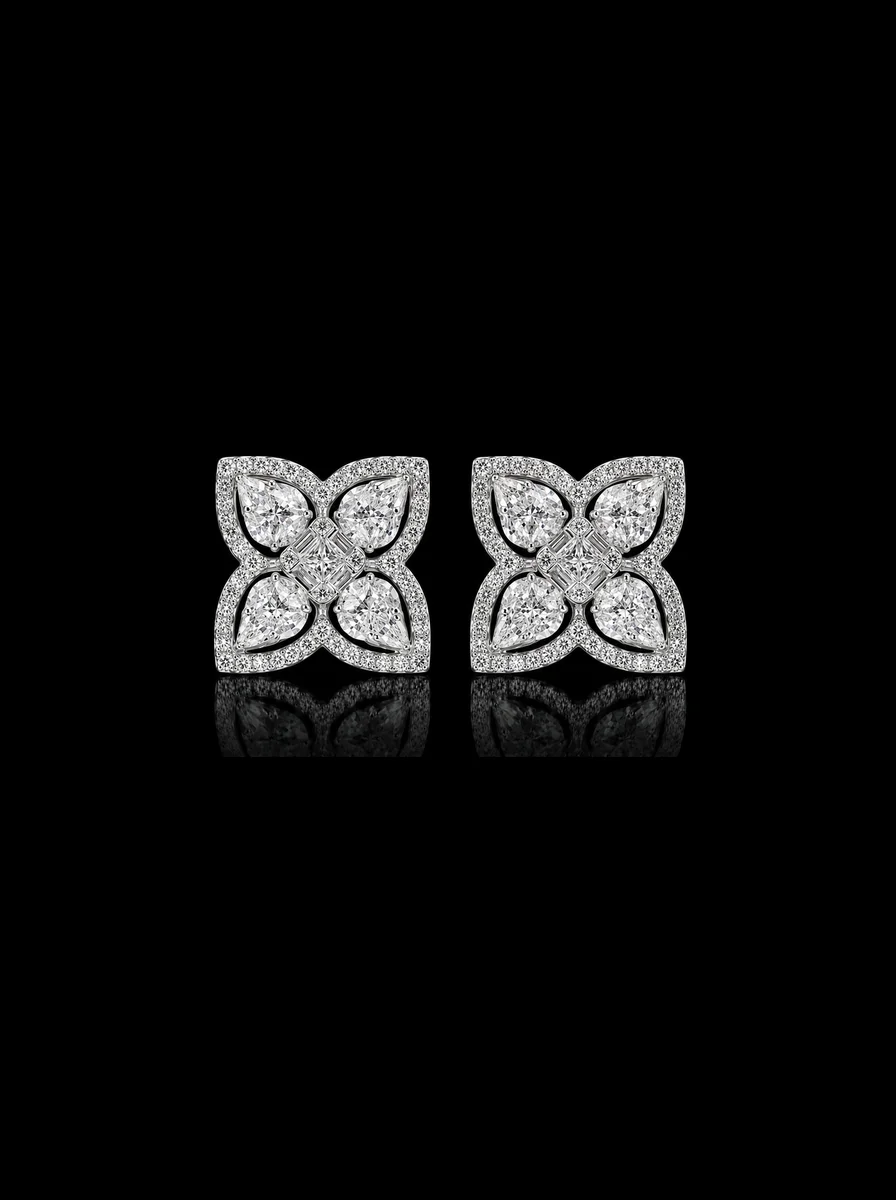 "SparkleBlossom™" Earrings – White gold 18k