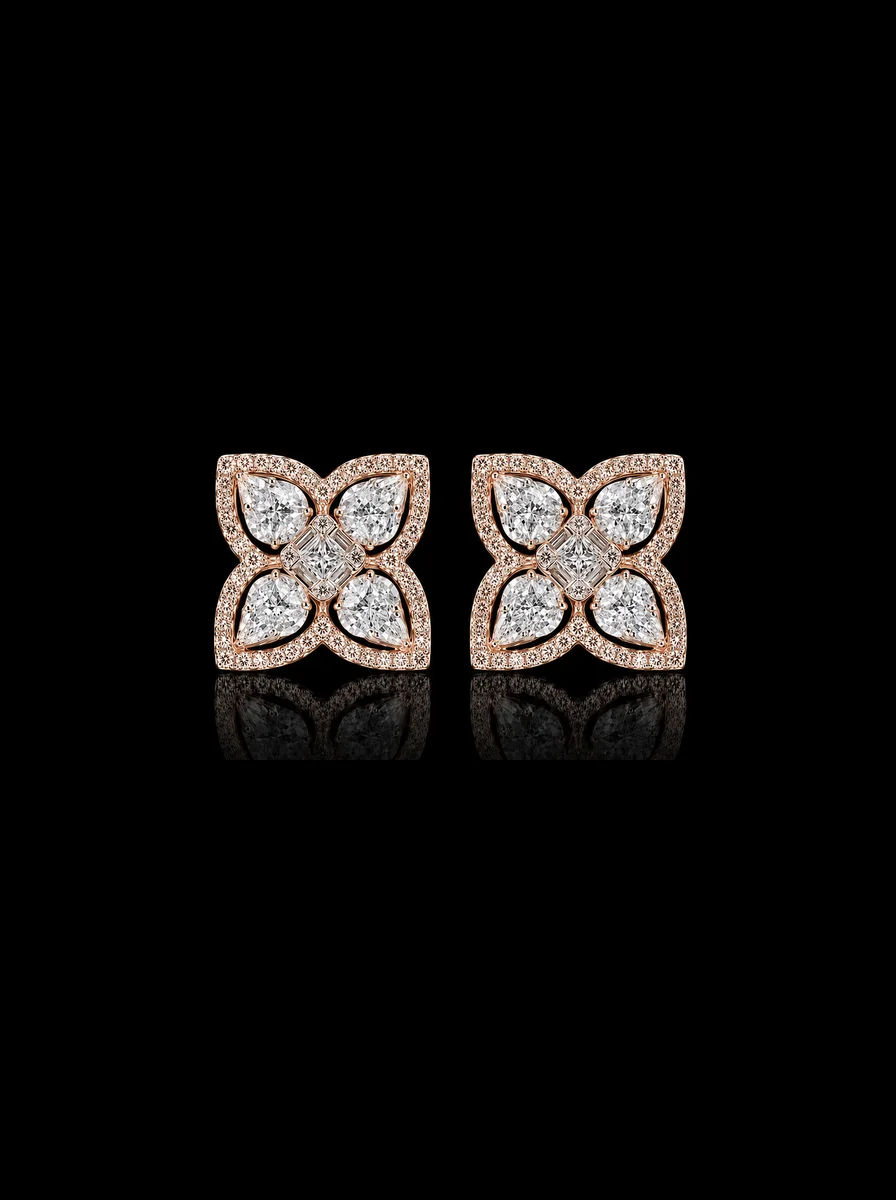 "SparkleBlossom™" Earrings – Rose gold 18k