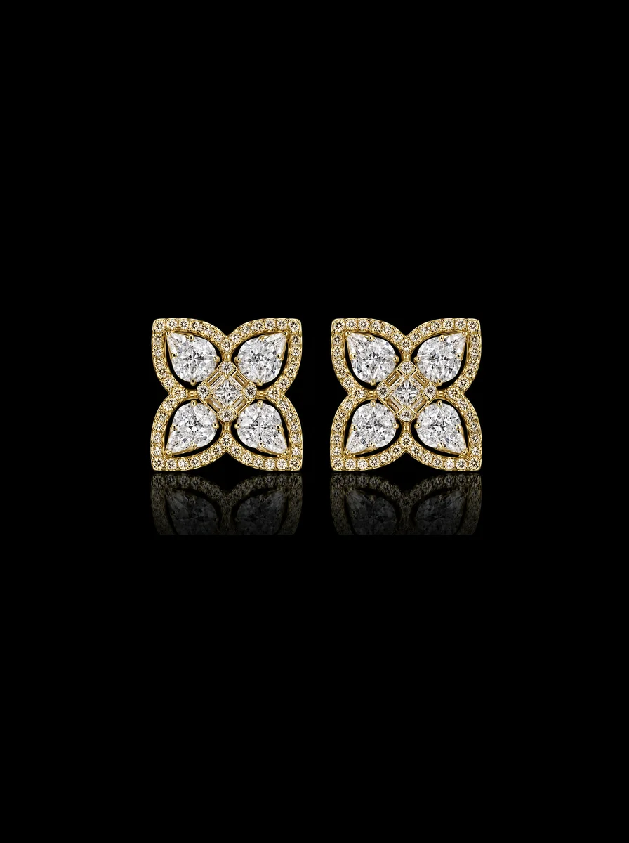 "SparkleBlossom™" Earrings – Yellow gold 18k