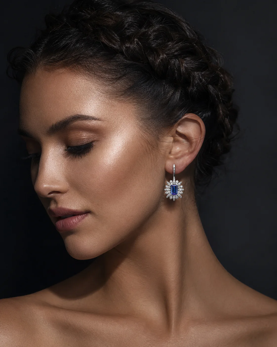 TANZANITE Earrings in 18k white gold, photo 2
