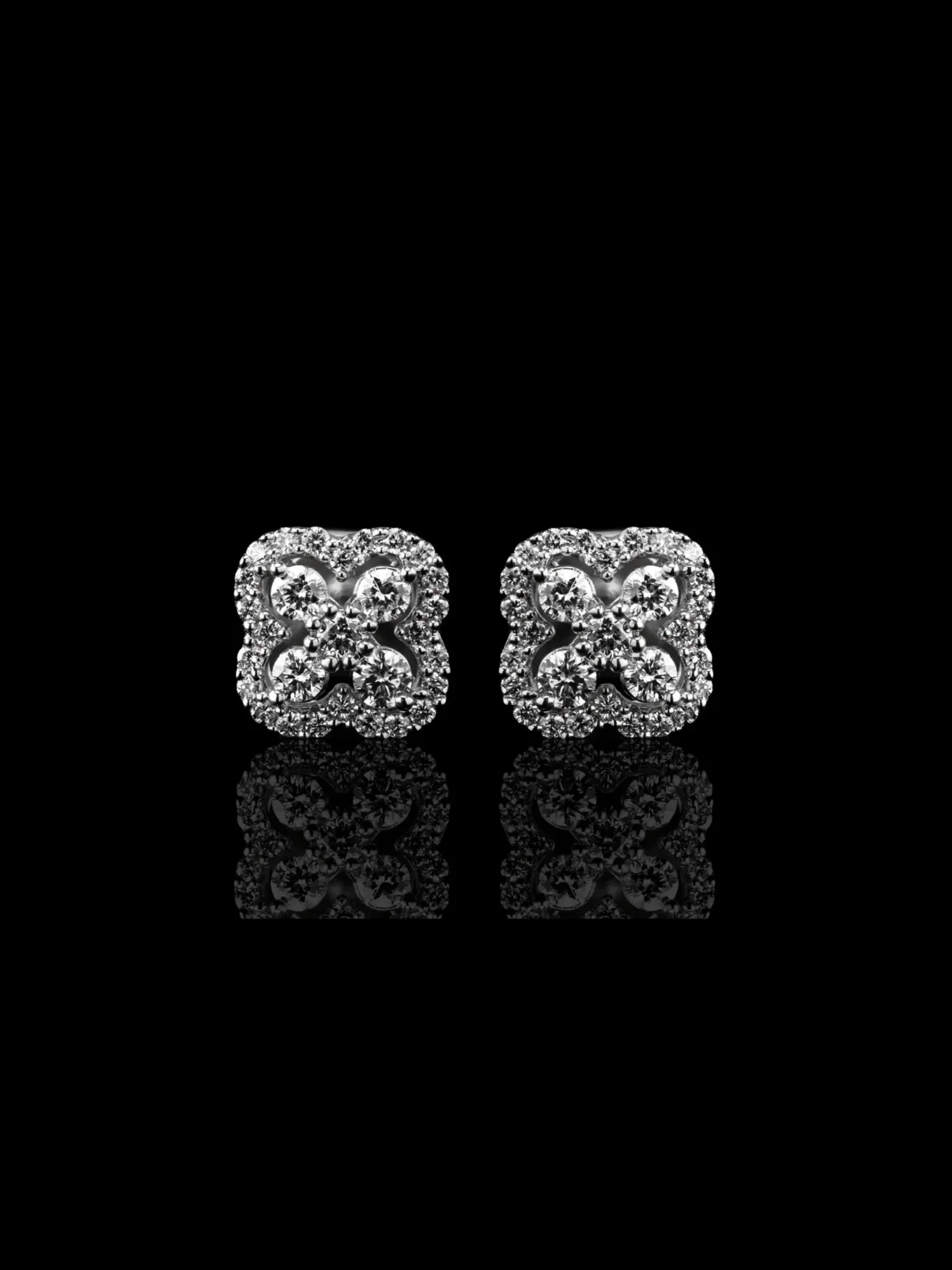 "TrèfleDeLuxe™" Earrings – White gold