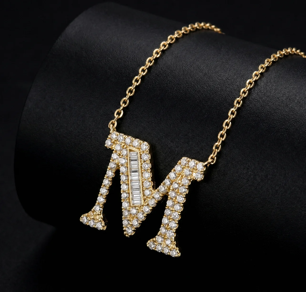 M Letter Necklace "Collier Première Lettre™" in 18k yellow gold, photo 3
