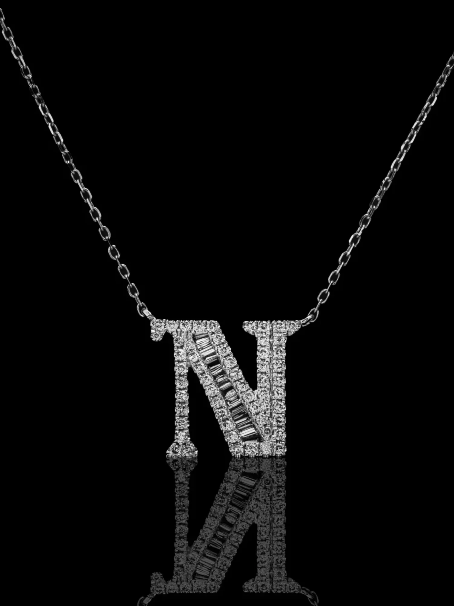 Letter N "Collier Première Lettre™" Necklace – White gold 18k