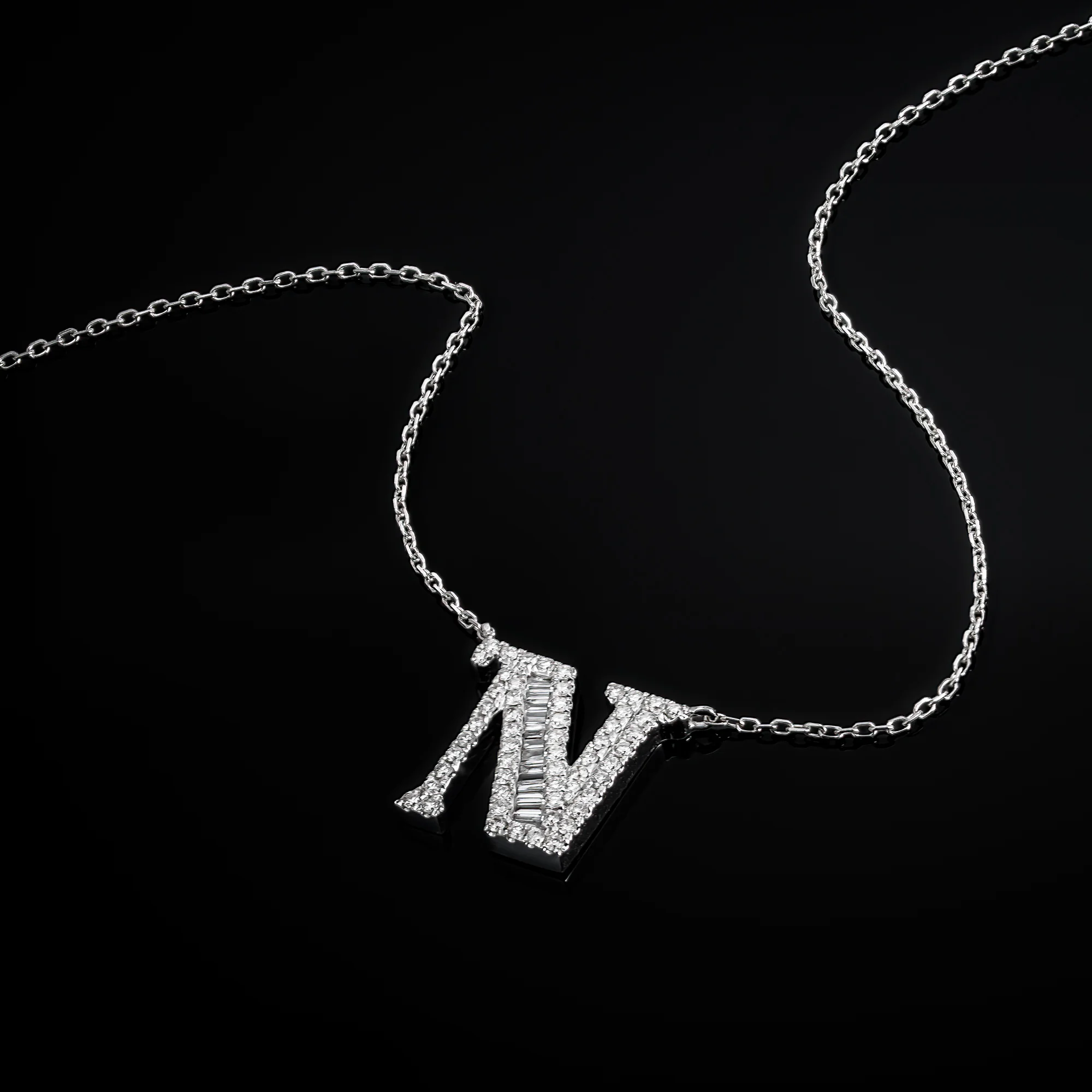 Letter N "Collier Première Lettre™" Necklace in 18k white gold, photo 3