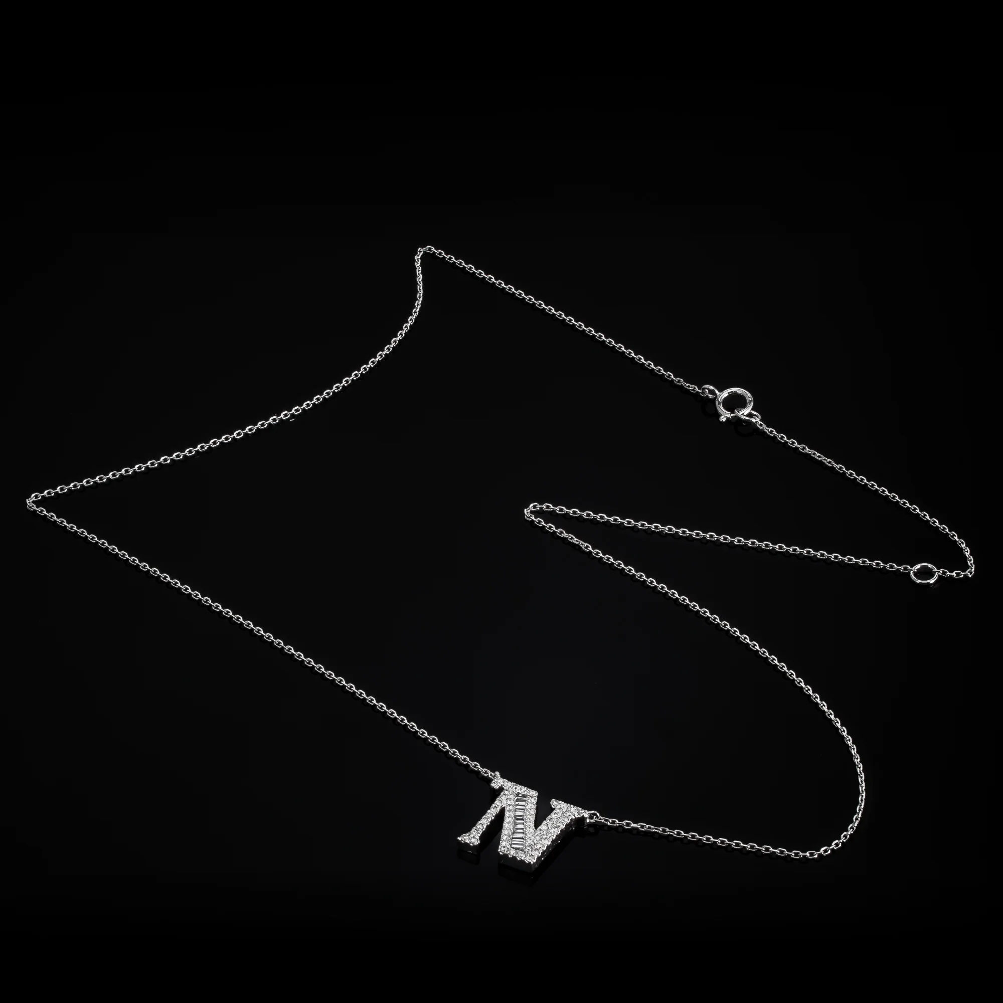 Letter N "Collier Première Lettre™" Necklace in 18k white gold, photo 4