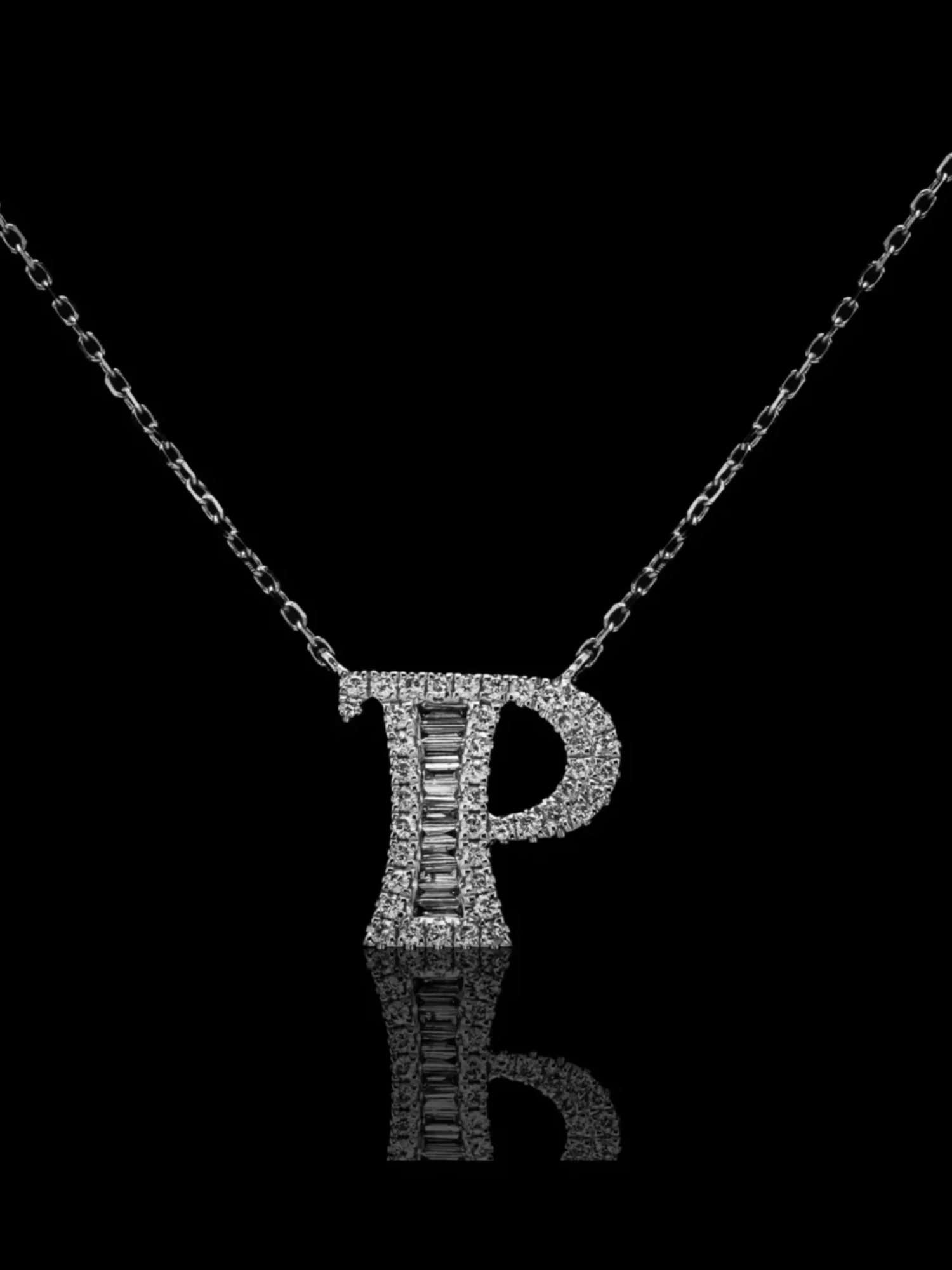 Necklace with the letter P "Collier Première Lettre™" – White gold 18k