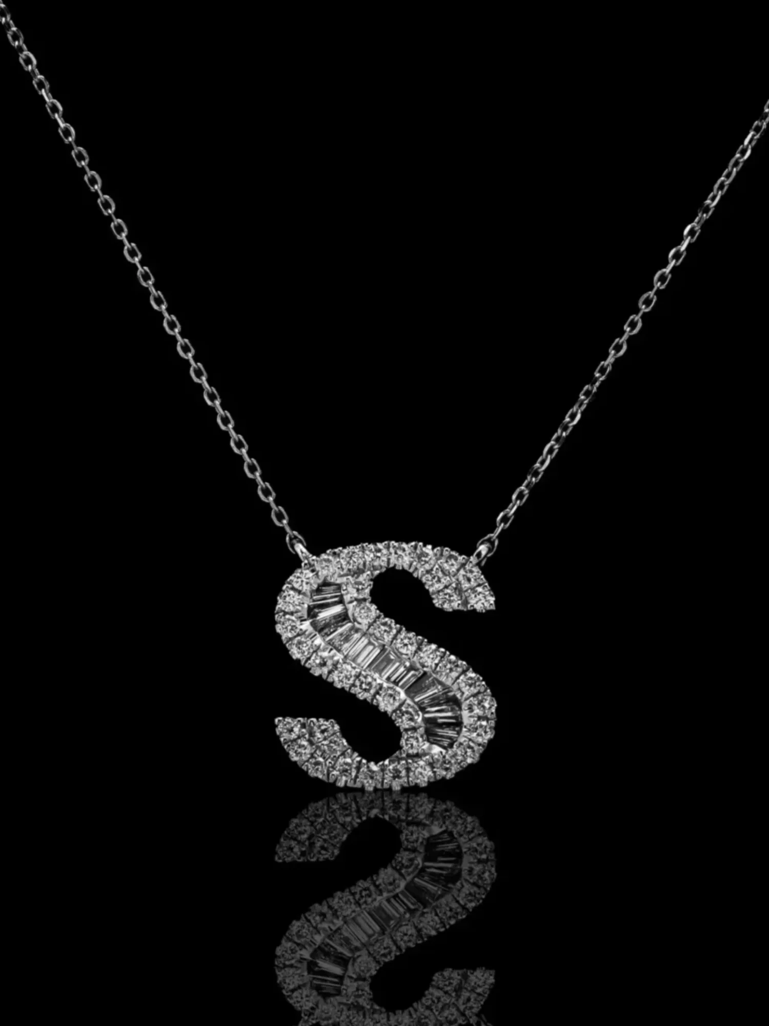 Letter S Necklace "Collier Première Lettre™" – White gold 18k