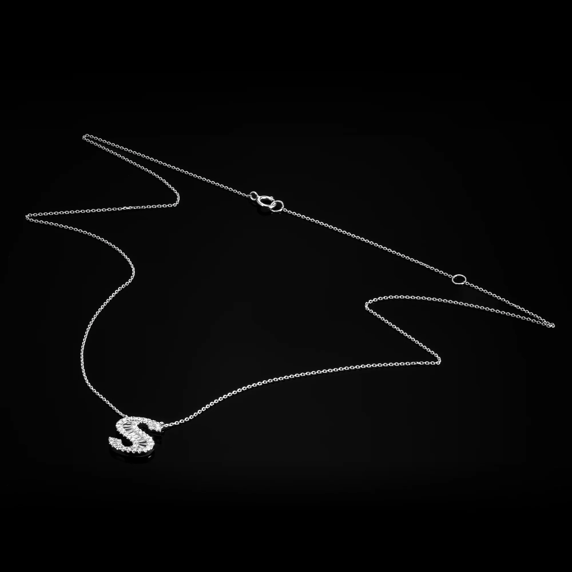 Letter S Necklace "Collier Première Lettre™" in 18k white gold, photo 3