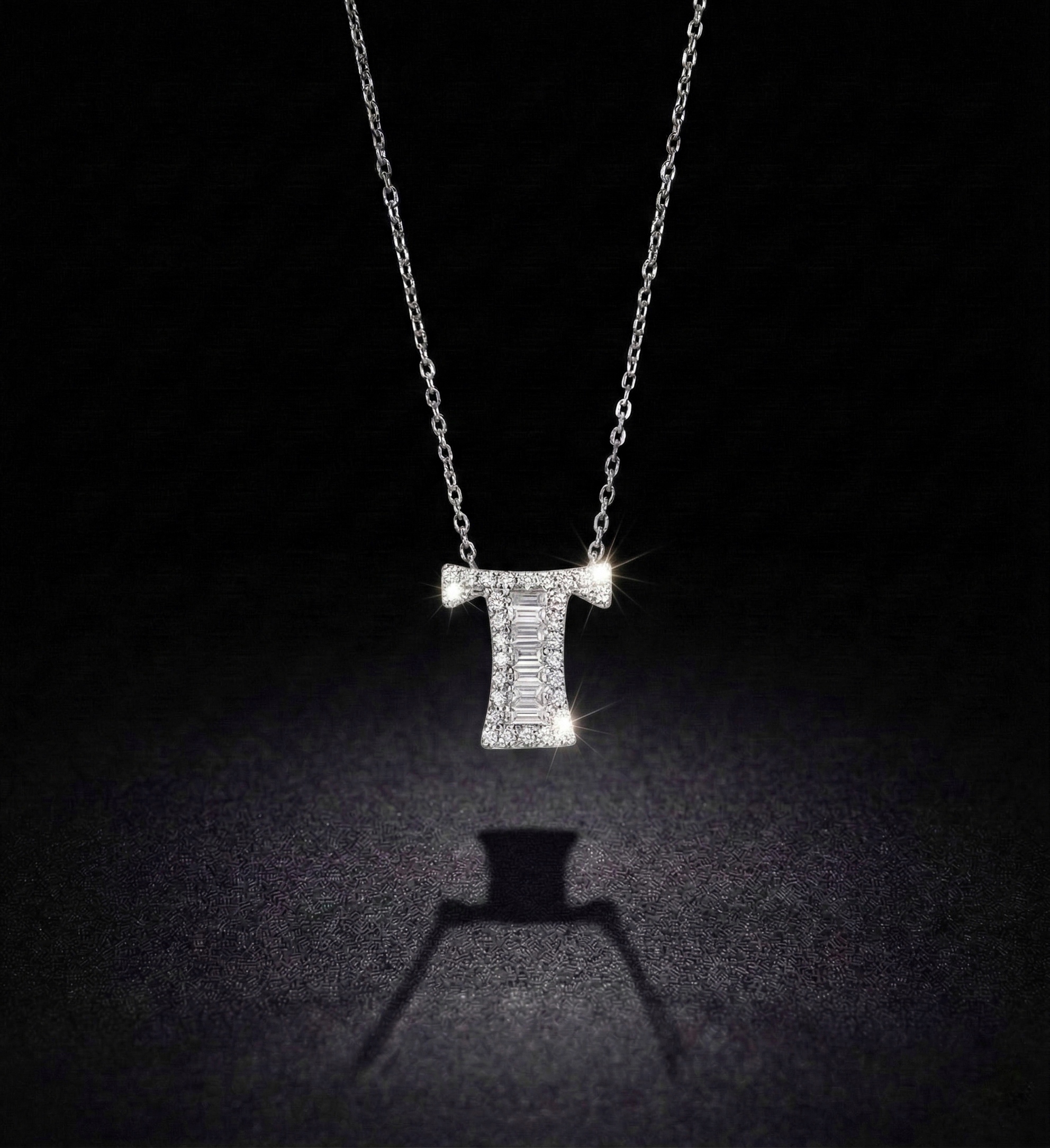 Letter T Necklace "Collier Première Lettre™" in white gold, photo 3