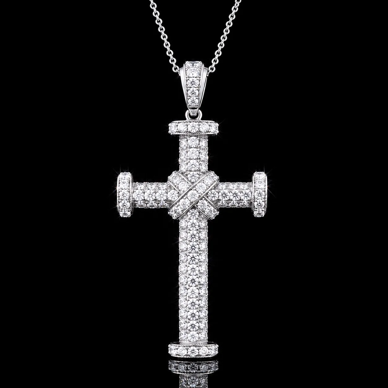 Cross Necklace with Diamonds "CruzMyFaith™" – White gold