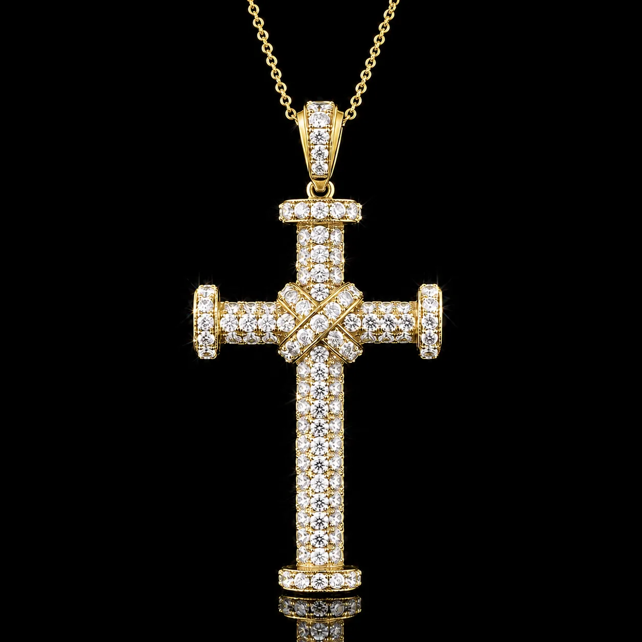 Cross necklace with diamonds "CruzMyFaith™" – Yellow gold