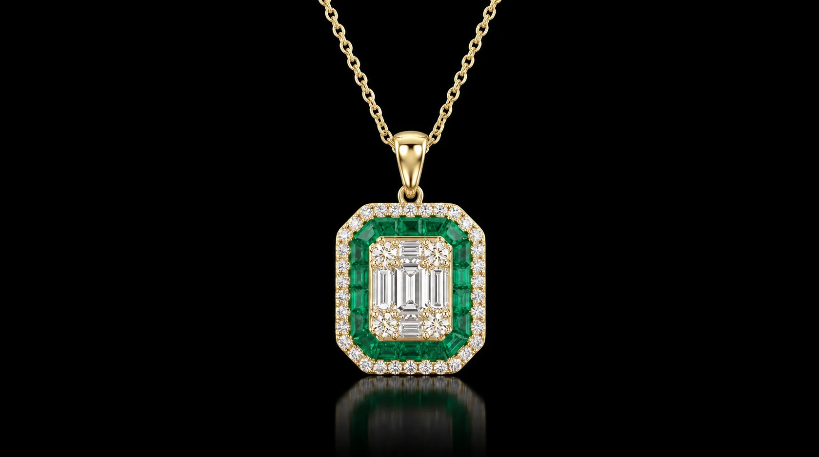 "EmeraldVogue™" Necklace in 18k yellow gold, photo 2