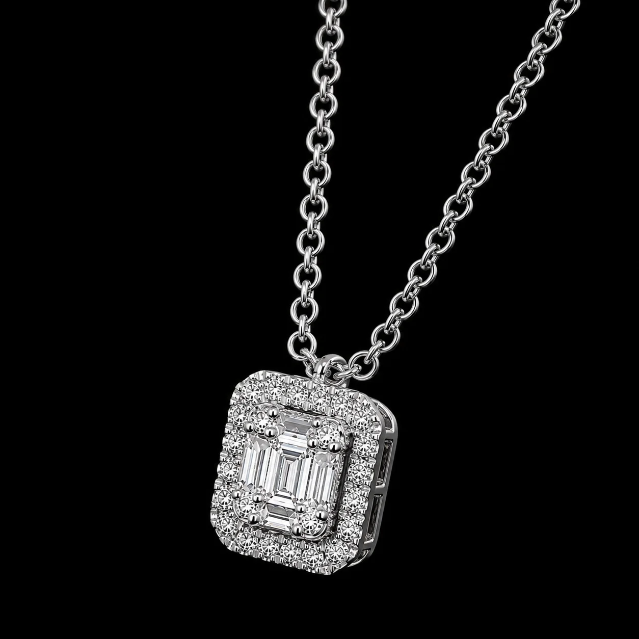 "InvisibleCarat™" Baby Necklace in 18k white gold, photo 4