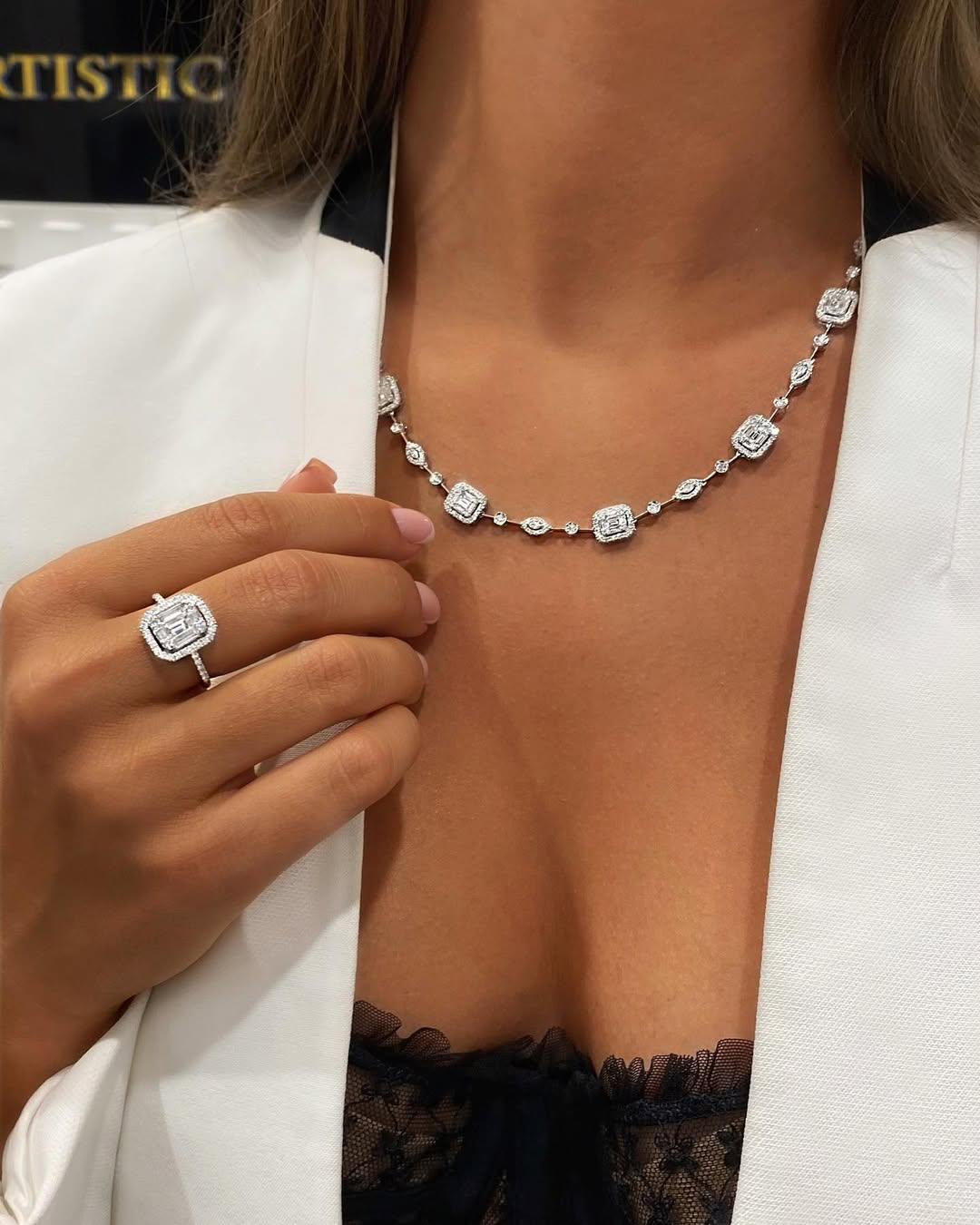 "Invisible™" Necklace 3.00 ct in 18k white gold, photo 9