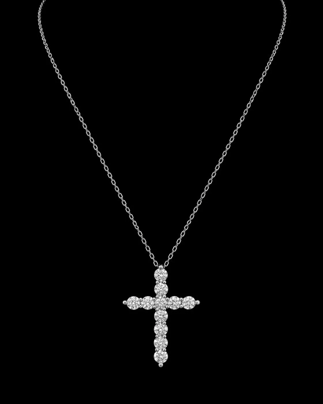 Cross necklace with diamonds "LuminaCross™" – White gold