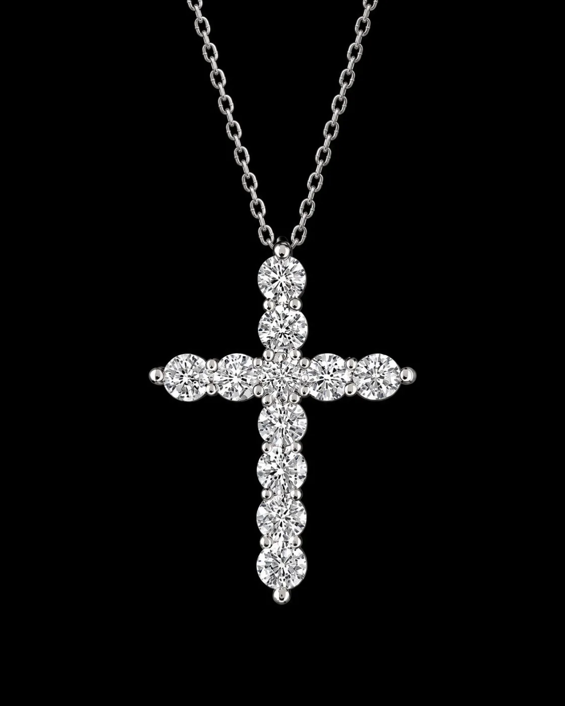 Cross necklace with diamonds "LuminaCross™" in white gold, photo 3