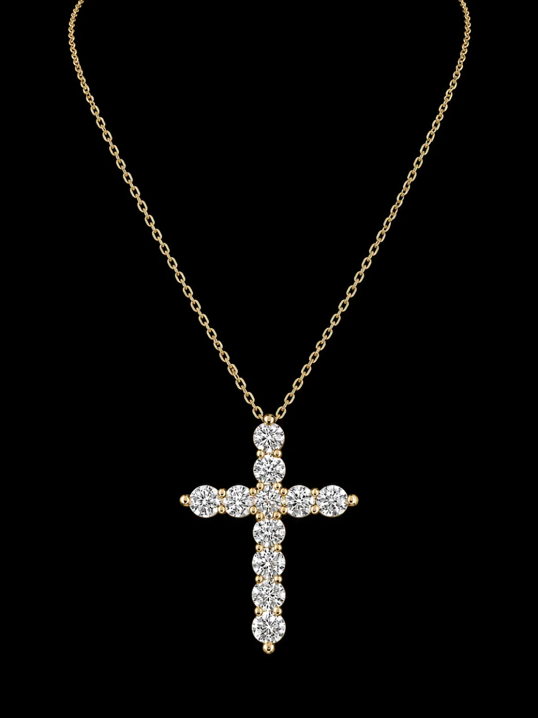Cross Necklace with Diamonds "LuminaCross™" – Yellow gold