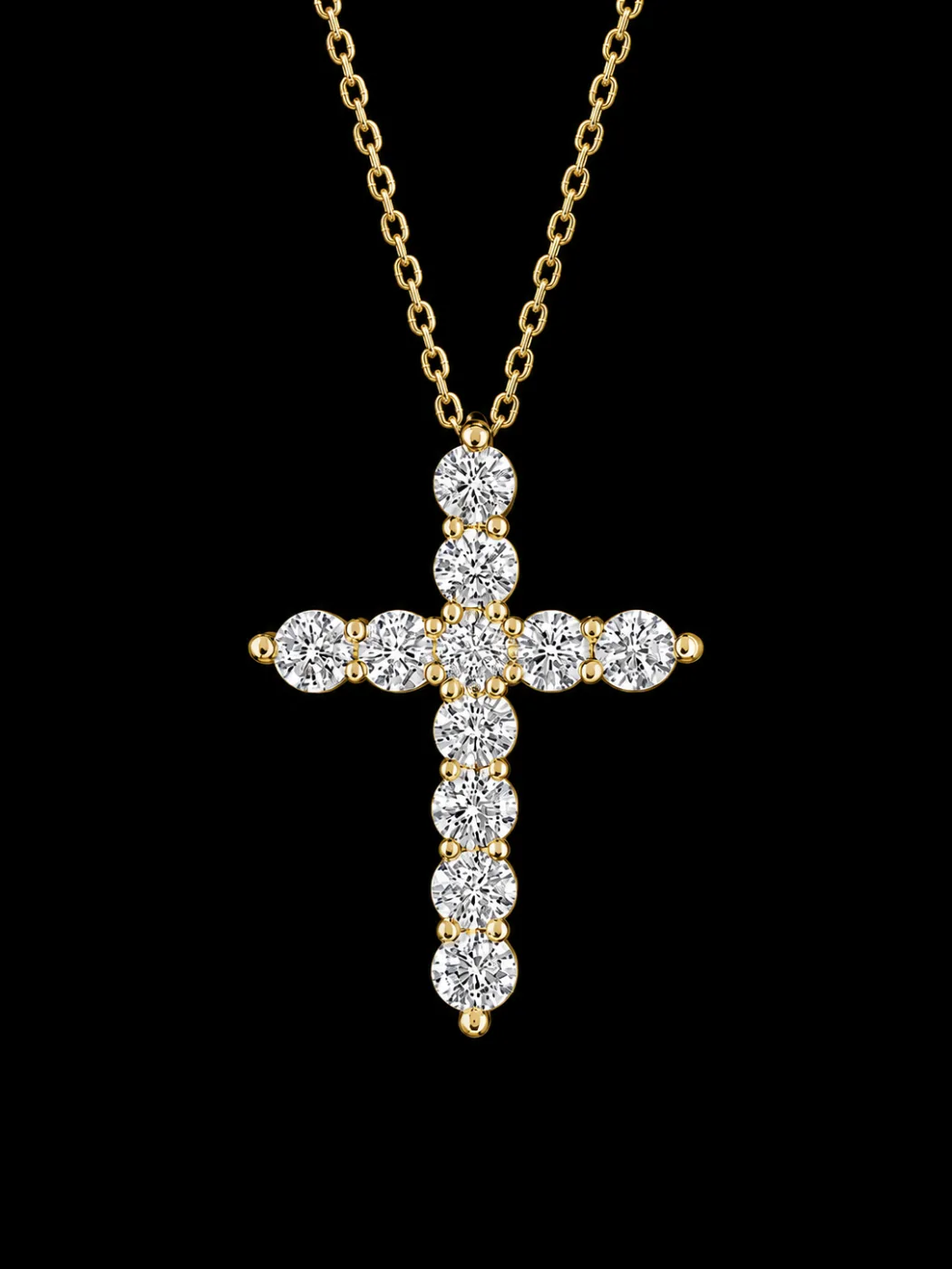 Cross Necklace with Diamonds "LuminaCross™" in yellow gold, photo 3
