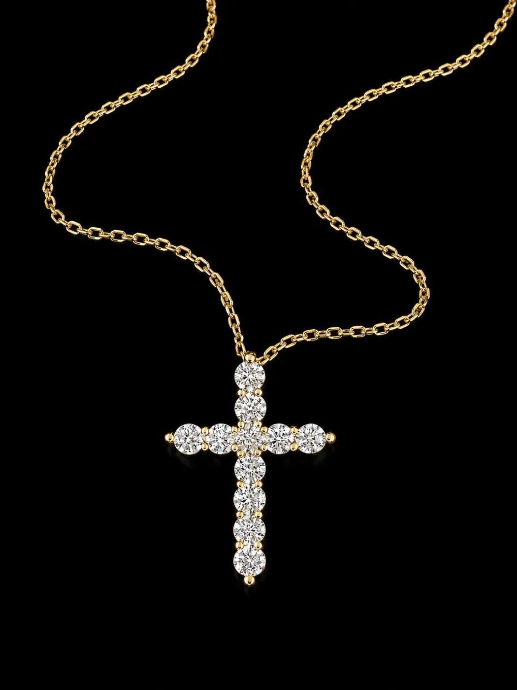 Cross Necklace with Diamonds "LuminaCross™" in yellow gold, photo 4