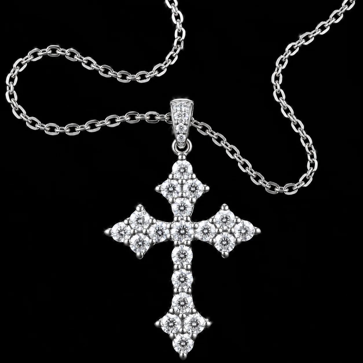 Diamond Cross Necklace "MajesticGrace™" in white Gold, photo 3
