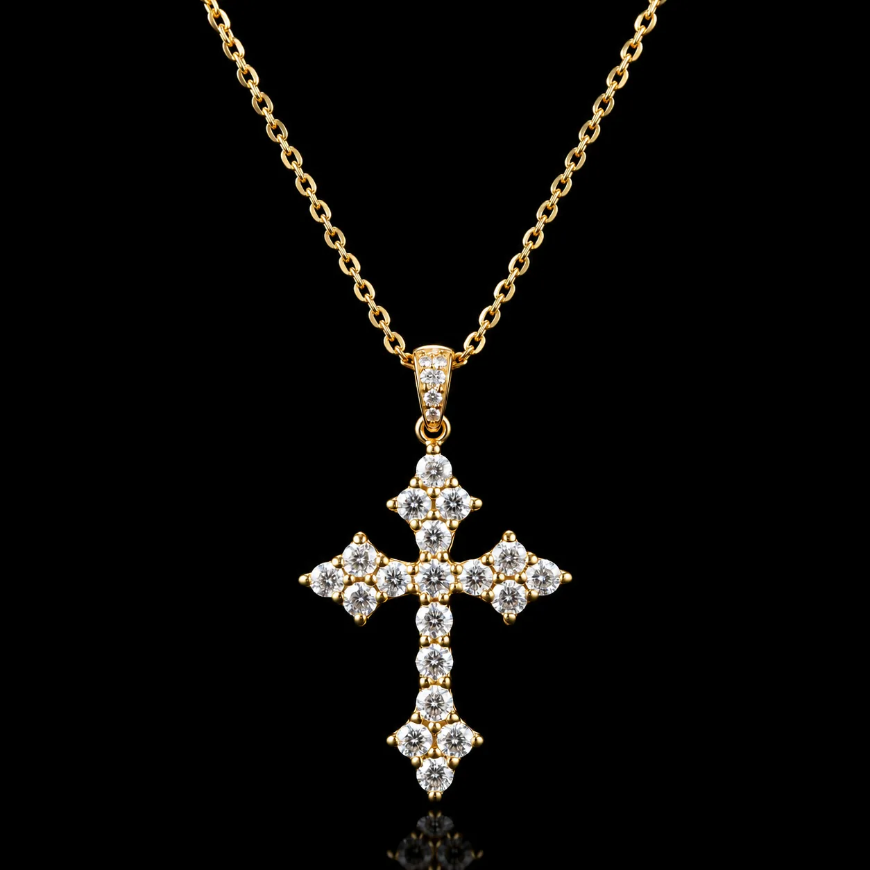 Cross Necklace with Diamonds "MajesticGrace™" – Yellow gold