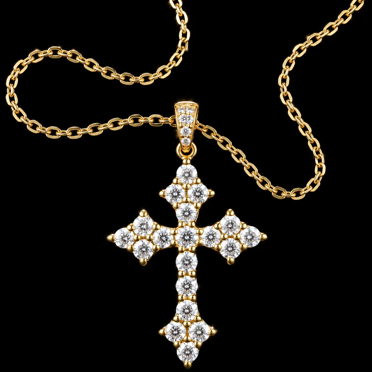 Cross Necklace with Diamonds "MajesticGrace™" in yellow gold, photo 2