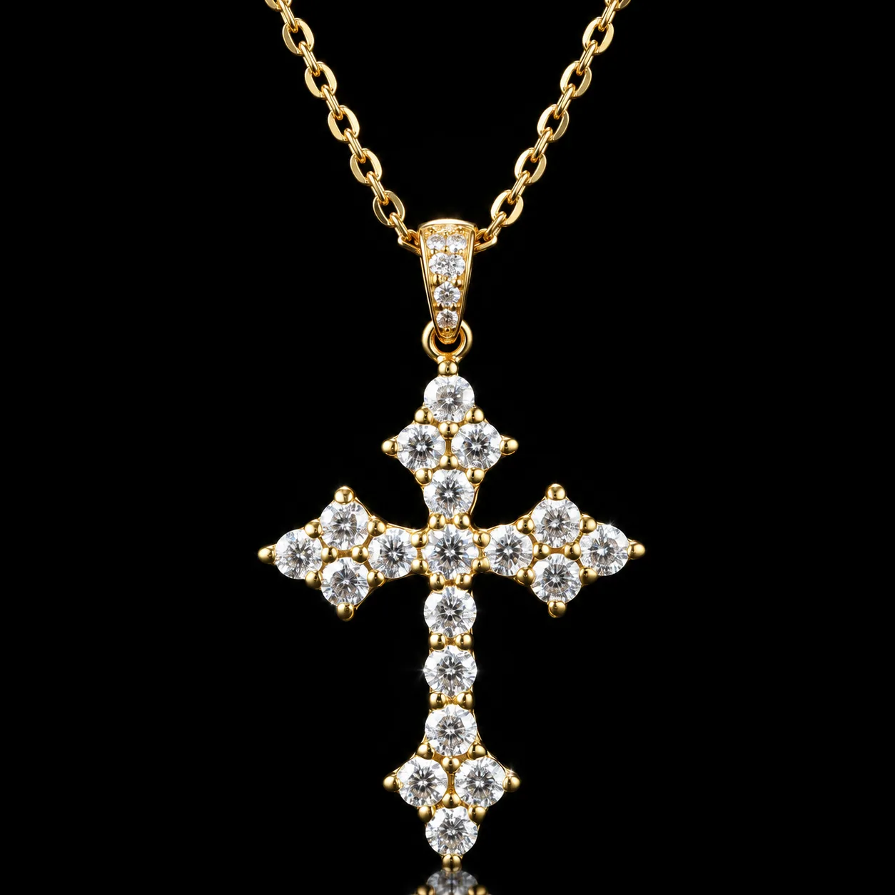 Cross Necklace with Diamonds "MajesticGrace™" in yellow gold, photo 3