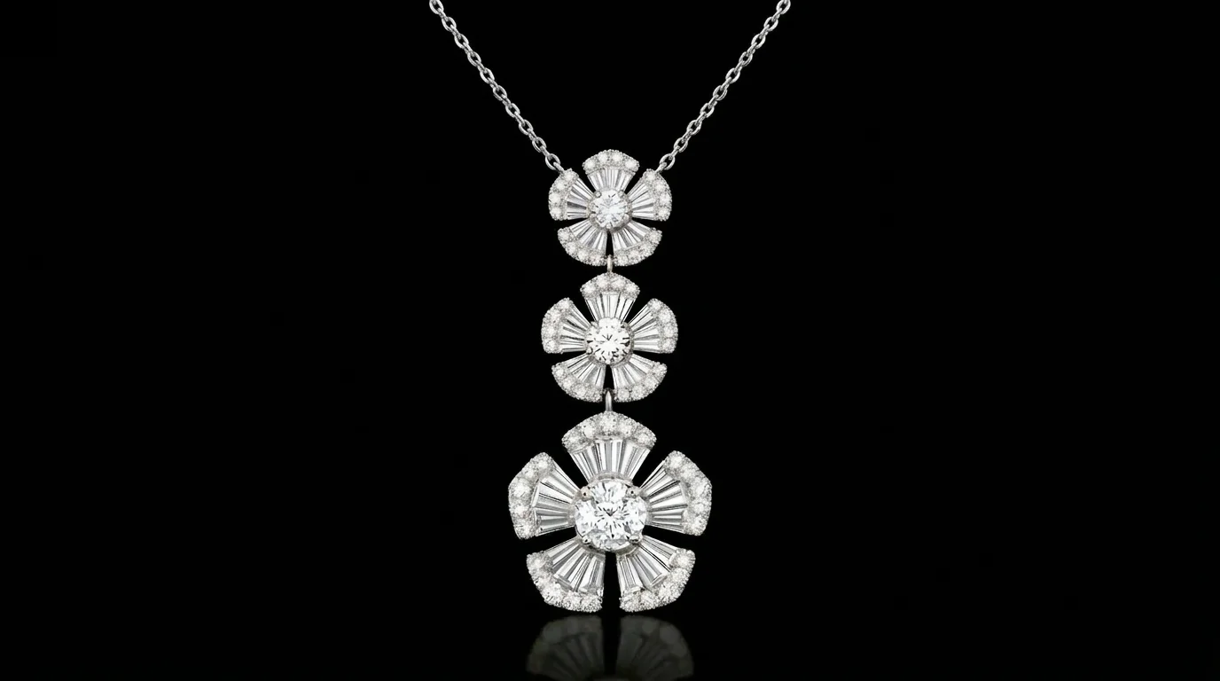 Necklace "MysticFloral™" in 18k white gold, photo 2