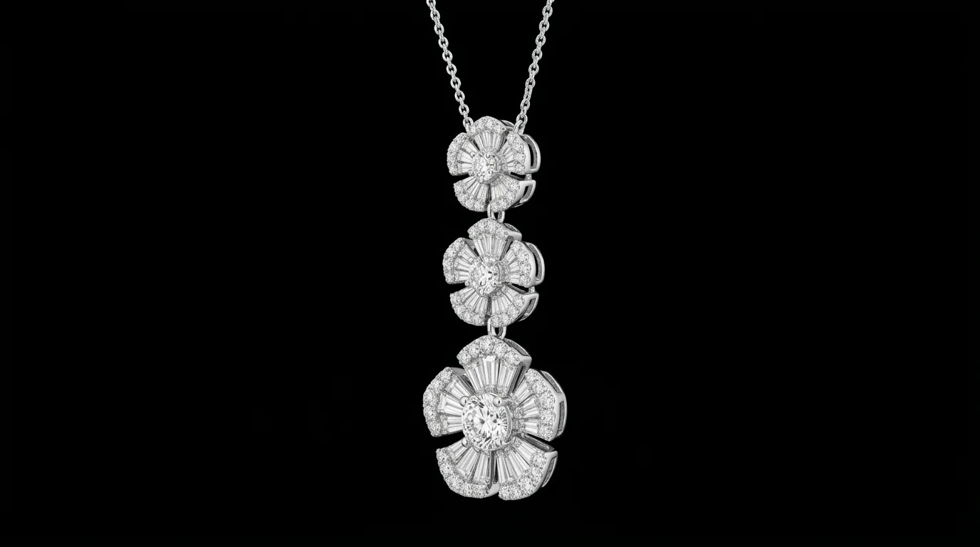 Necklace "MysticFloral™" in 18k white gold, photo 3