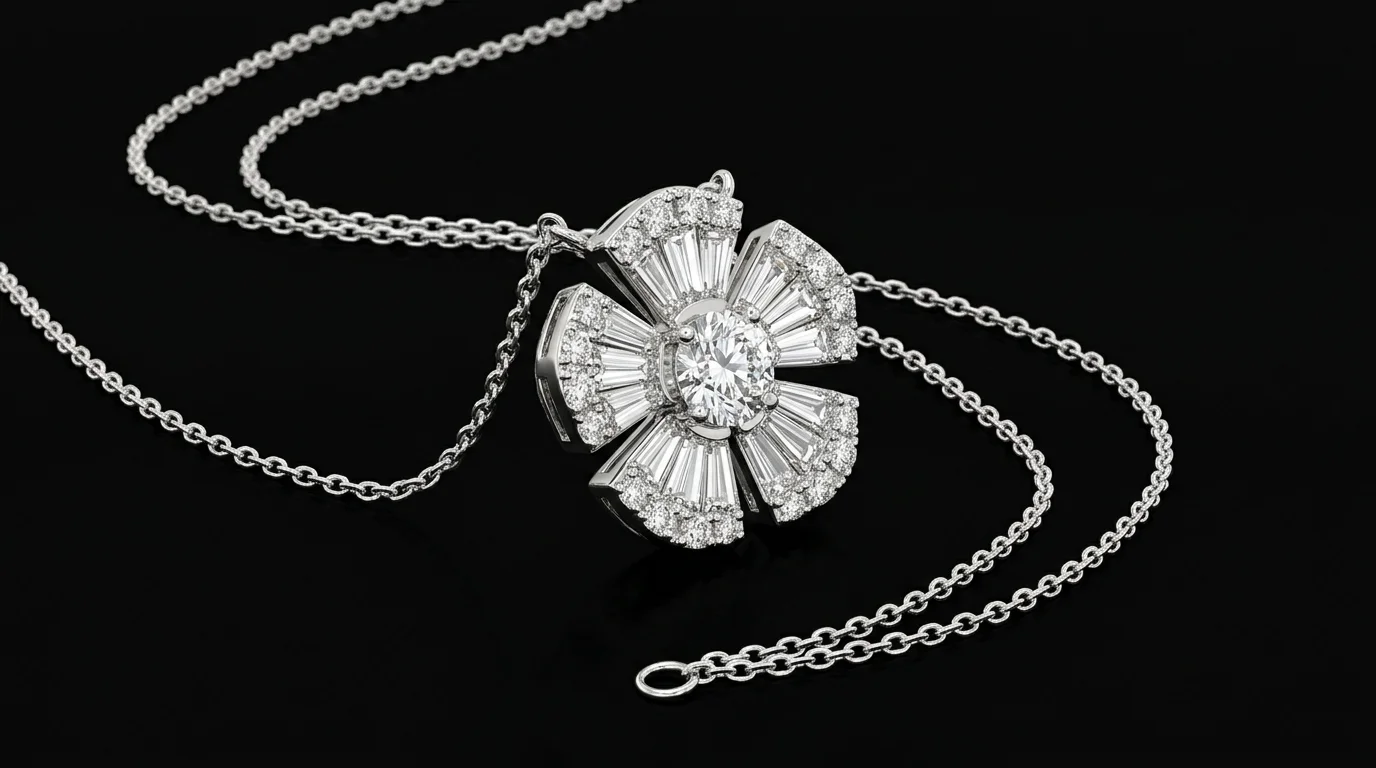 "MysticFloral™" Necklace in 18k white gold, photo 5