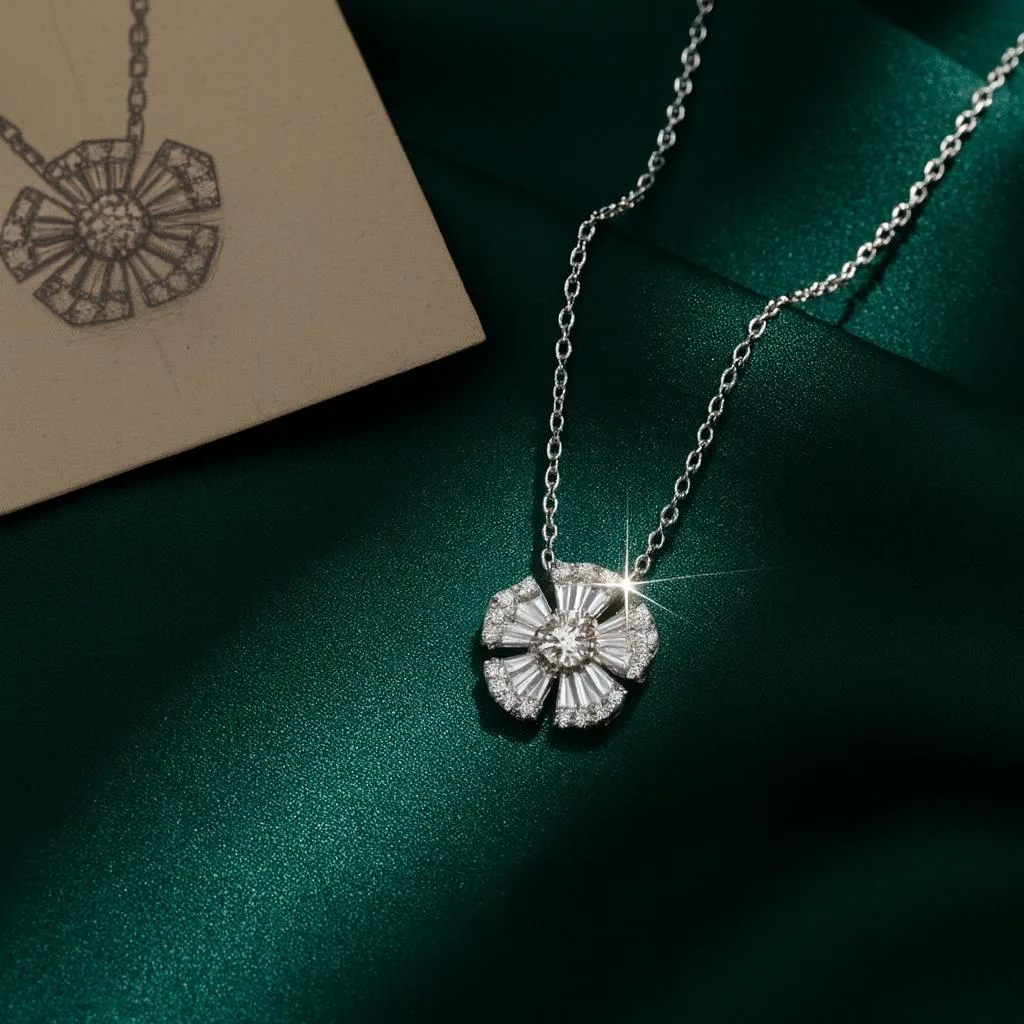 "MysticFloral™" Necklace in 18k white gold, photo 6
