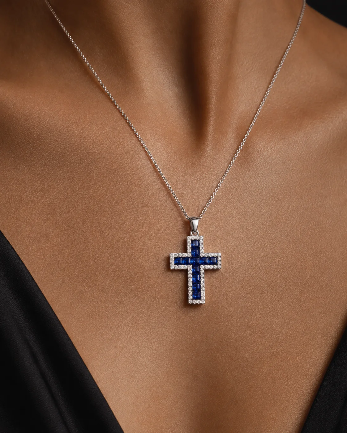 Necklace "SapphireGrace™" in white gold, photo 2