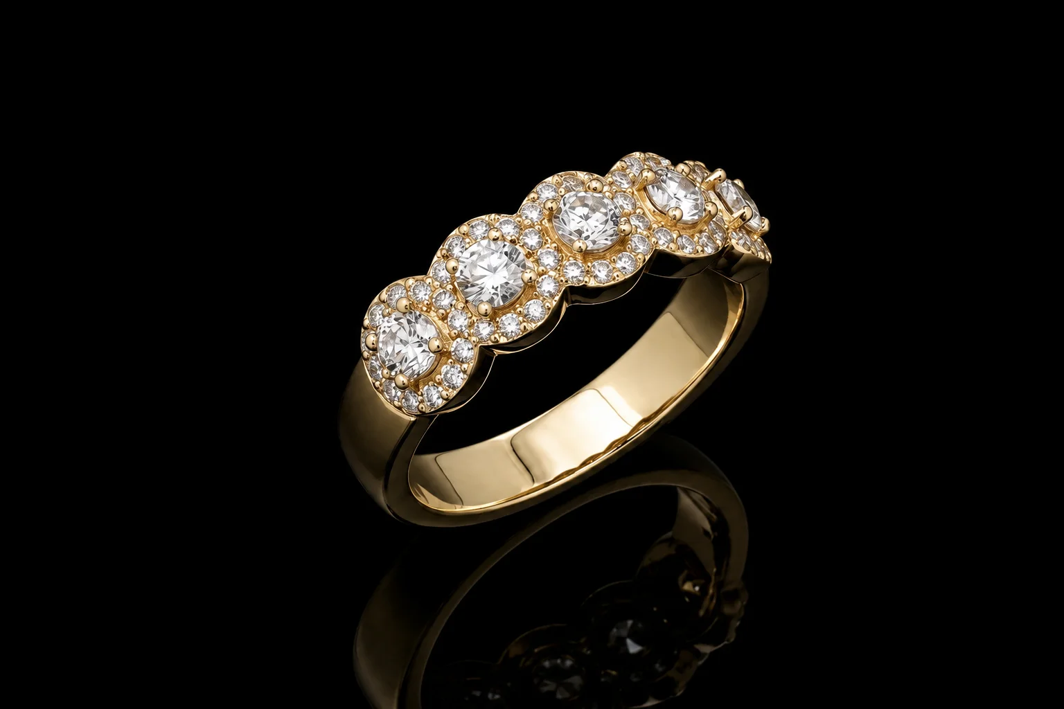 "HaloBand™" Half Wedding Band – Yellow gold