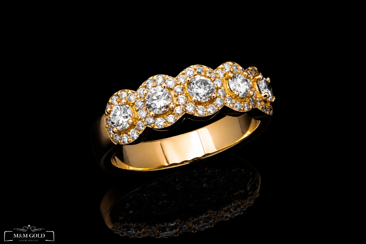 "HaloBand™" Half Wedding Band in yellow gold, photo 2