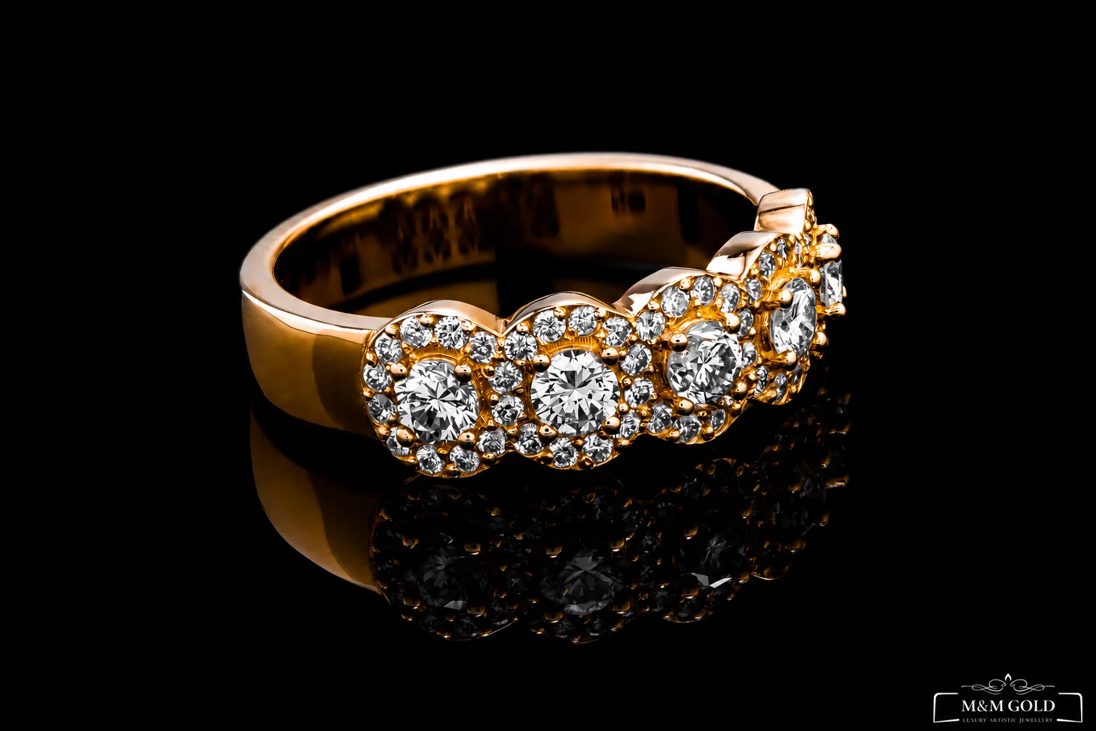 "HaloBand™" Half Wedding Band in yellow gold, photo 3