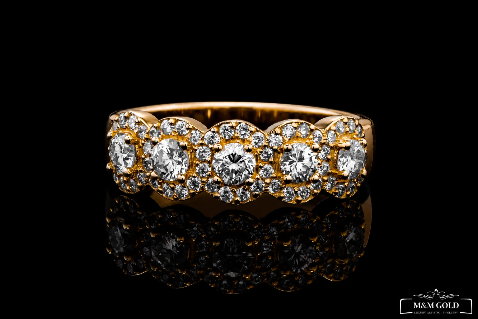 "HaloBand™" Half Wedding Band in yellow gold, photo 4