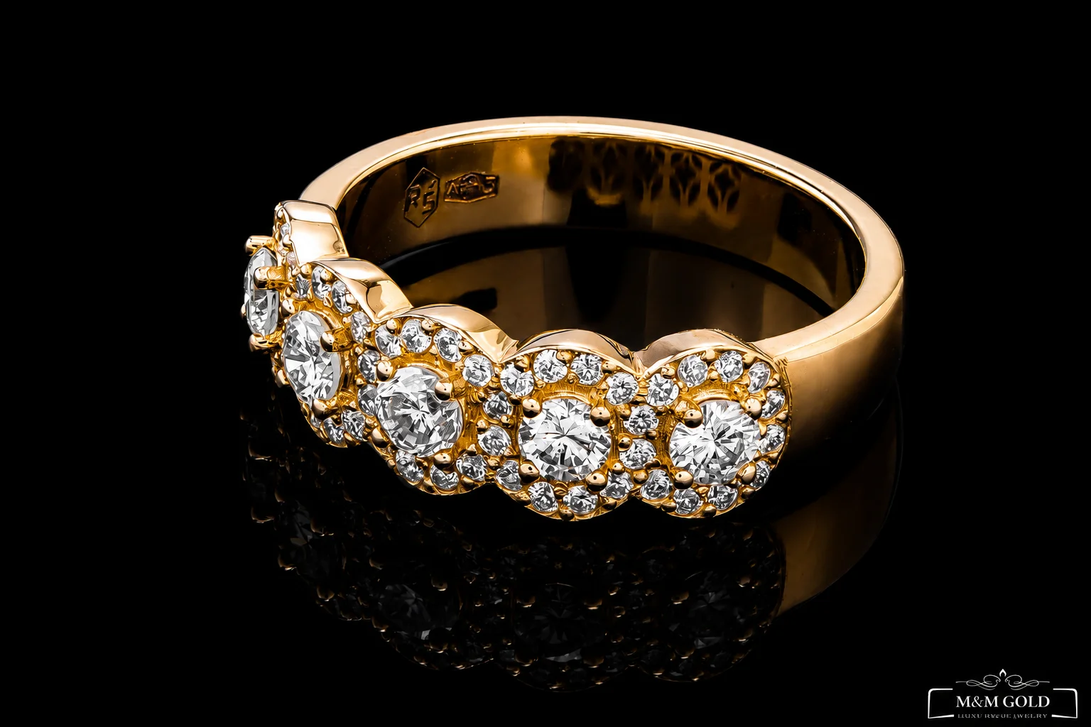 "HaloBand™" Half Wedding Band in yellow gold, photo 5