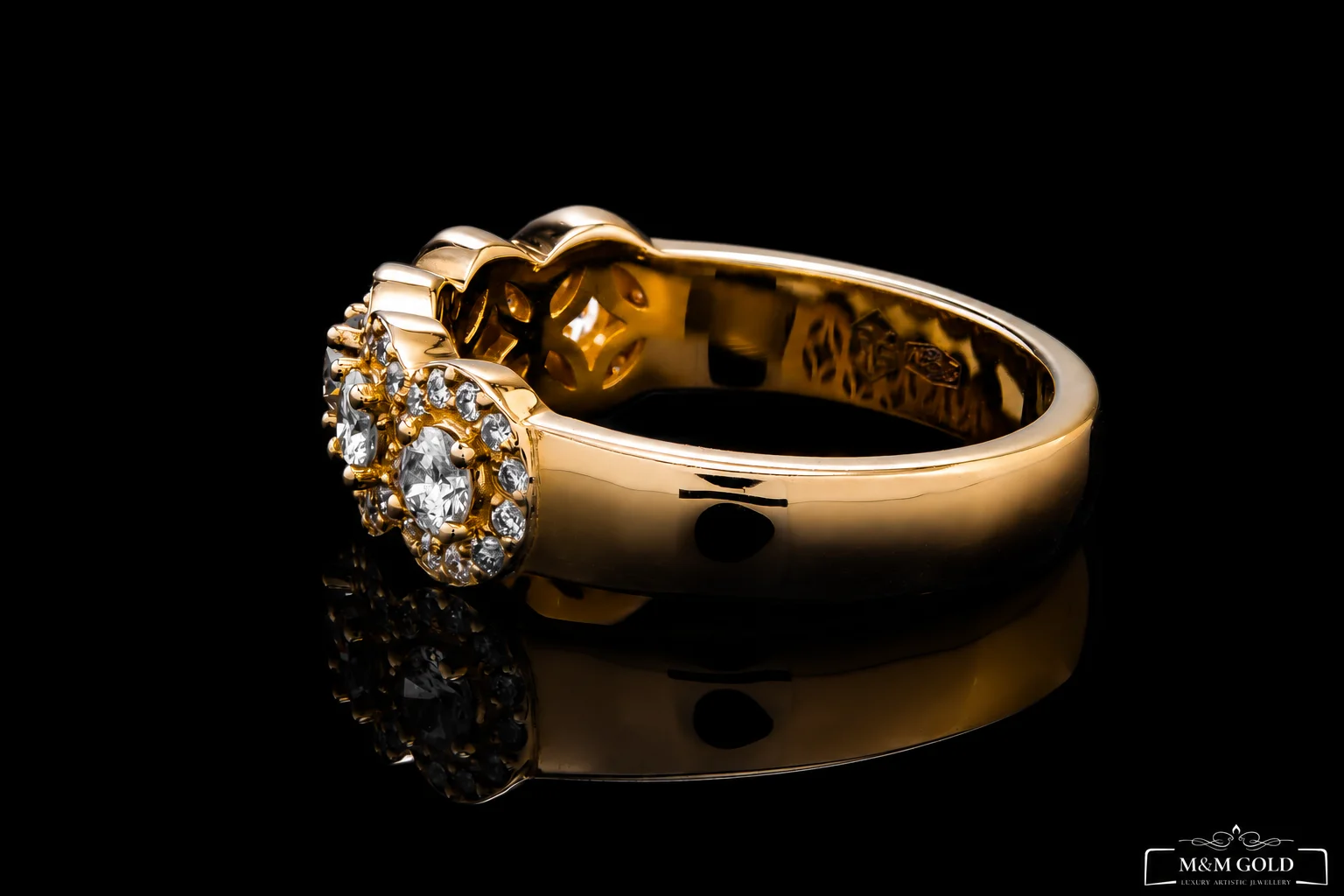 "HaloBand™" Half Wedding Band in yellow gold, photo 6